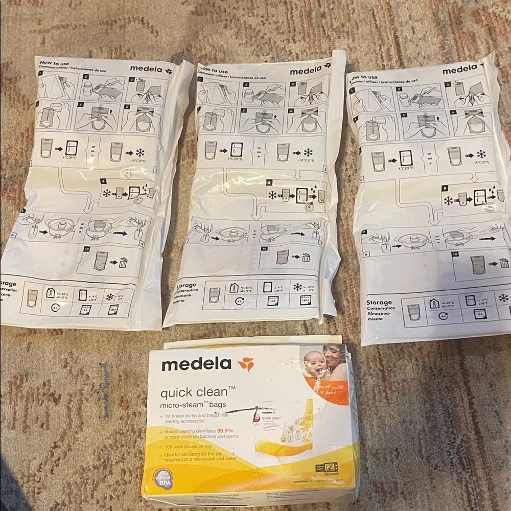 Medela Quick Clean Micro-Steam Bags plus 3 unopened bags of mendela bags